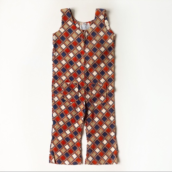 Vintage Kids Overalls - 70s Plaid Corduroy Jumper, Kids Outfit, Boys Outfit - Picture 2 of 5